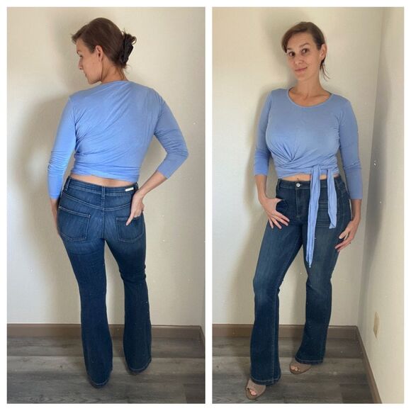 Anthropologie Pilcro Flare Jeans 28 Waist Dark Wash Flattering Bohemian - Picture 1 of 12